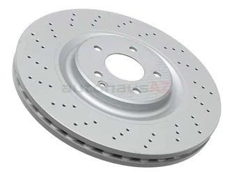 Zimmermann Coat Z 2034210912, 400362820 Disc Brake Rotor; Front; CrossDrilled Vented 345x30mm - Mercedes | A2034210912 W01331717063